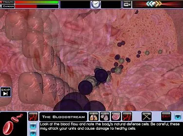 Nanomedicine units moving through the alveoli of a lung